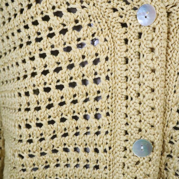 VINCE Crochet Cardigan Sweater Warm Sand Organic Cotton Size Medium New Tag $425 - Picture 6 of 10
